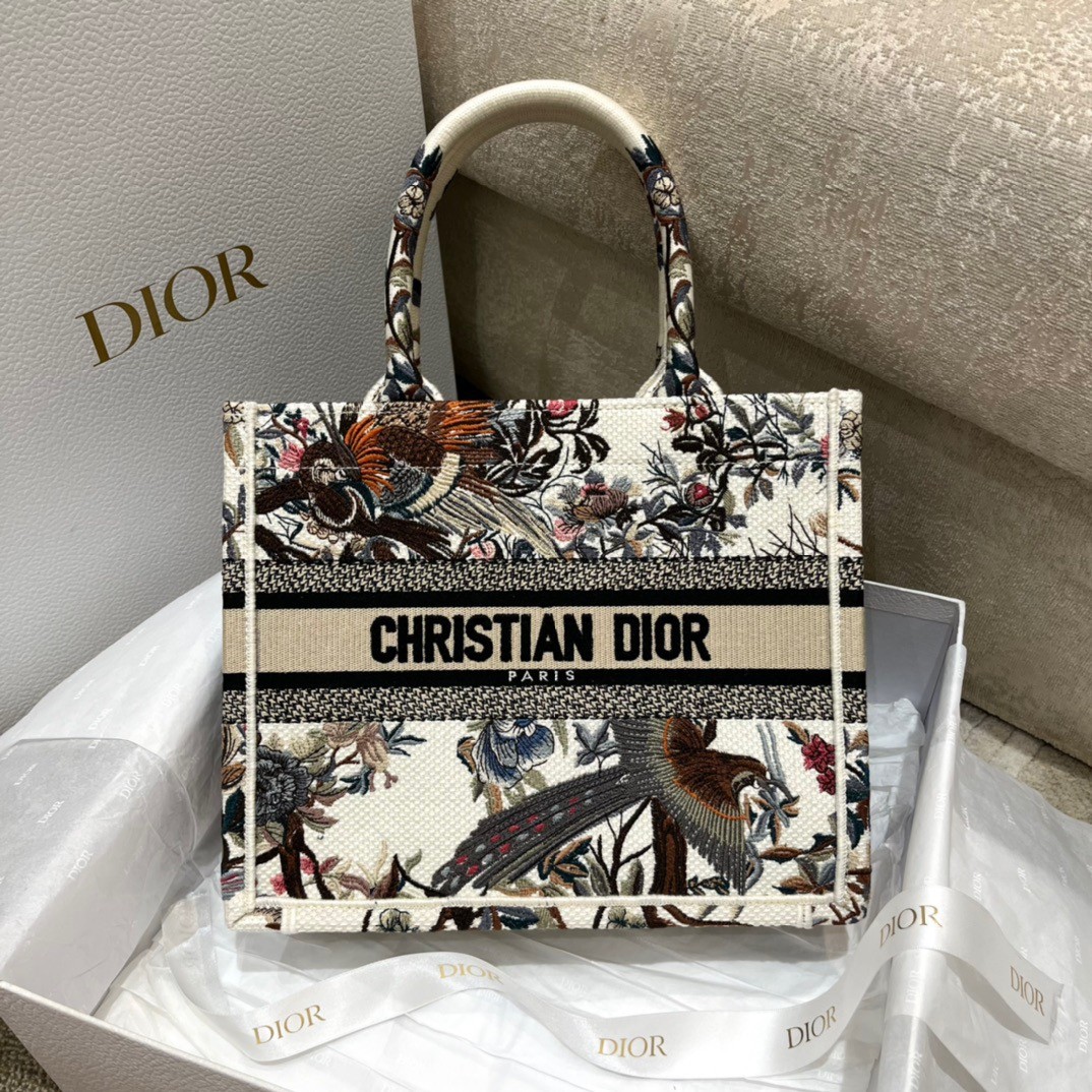 Small Dior Book Tote Bag In Ecru Multicolor Dior Jardin d'Hiver Embroi -  Praise To Heaven