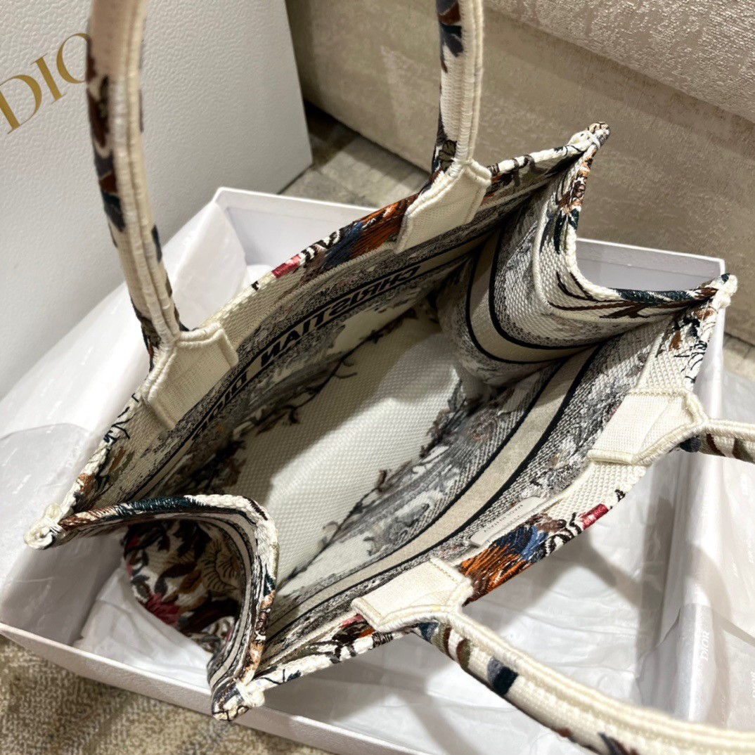 Small Dior Book Tote Bag In Ecru Multicolor Dior Jardin d'Hiver Embroi -  Praise To Heaven