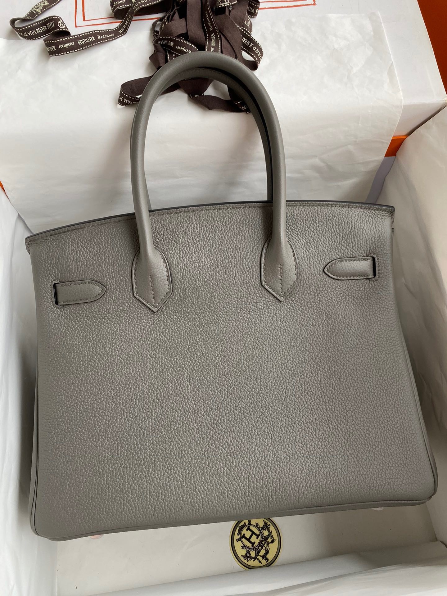Replica Hermes Birkin 30 Retourne Handmade Bag In Gris Asphalt