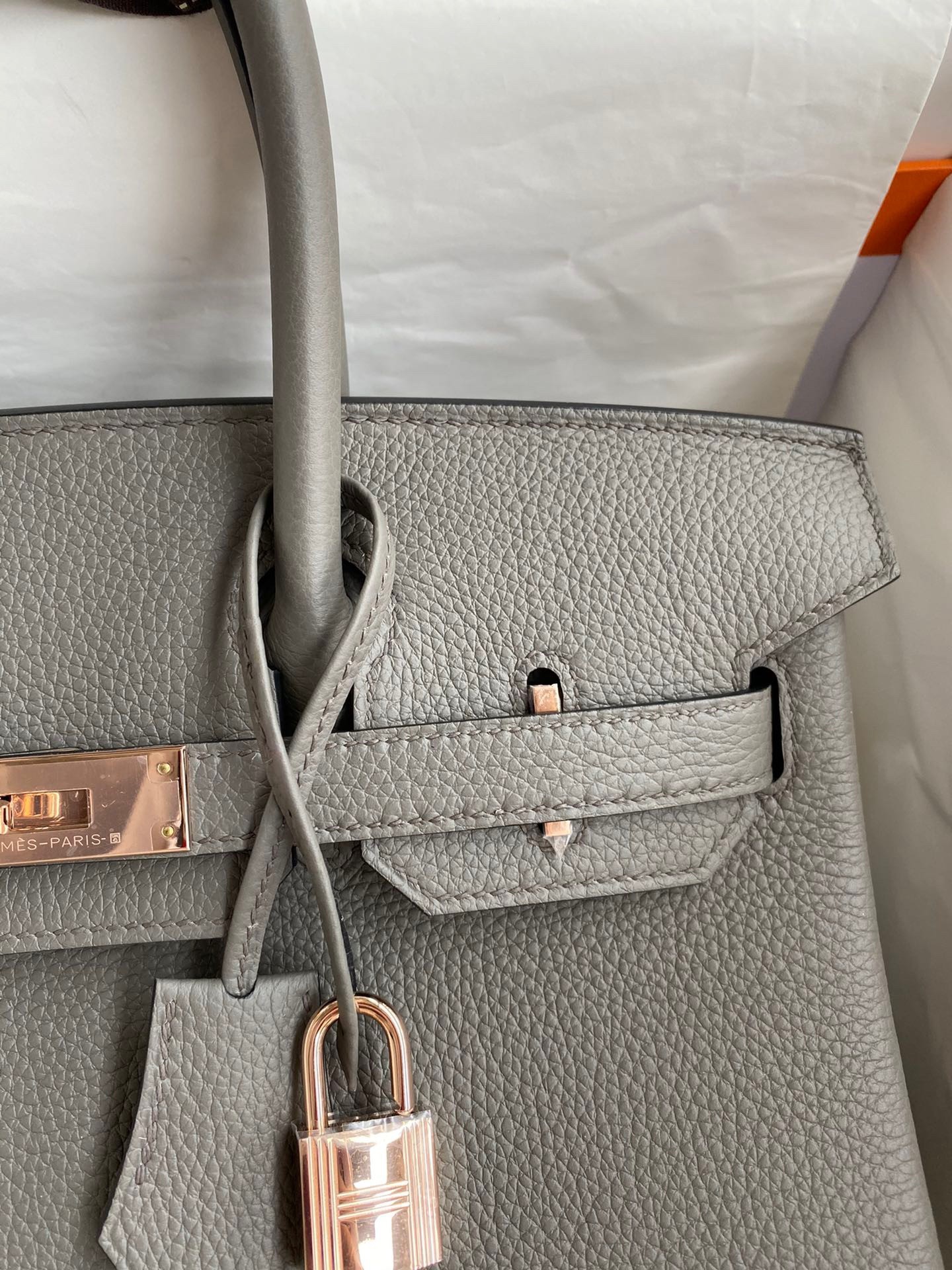 Replica Hermes Birkin 30 Retourne Handmade Bag In Gris Meyer Clemence  Leather