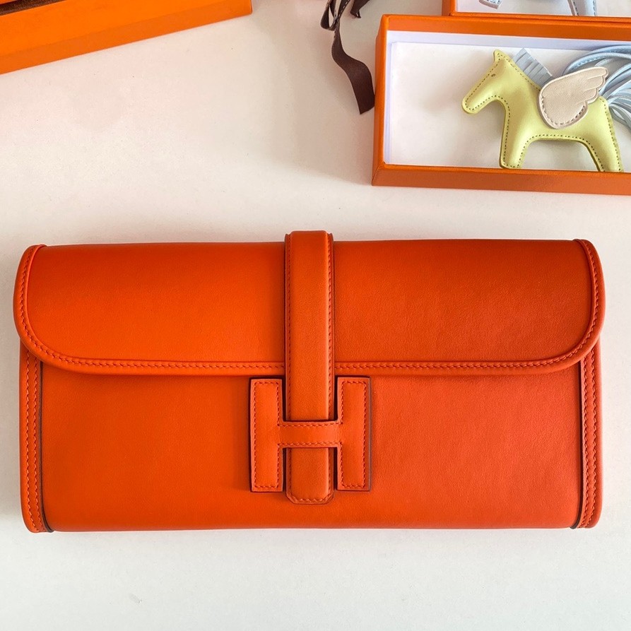 Hermes Jige Elan Clutch Swift 29 Orange