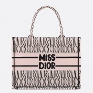 Dior Medium Book Tote Bag in Pink Miss Dior Allover Embroidery