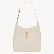 Saint Laurent Le 5 À 7 Supple Small Hobo Bag in White Leather