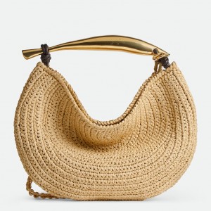 Bottega Veneta Sardine Small Bag with Chain in Natural Raffia