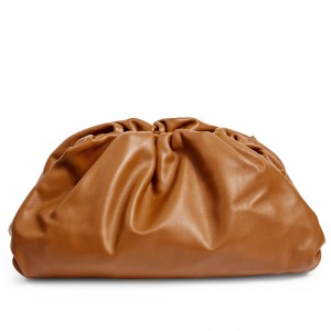 Bottega Veneta Large Pouch Clutch Bag In Brown Calfskin
