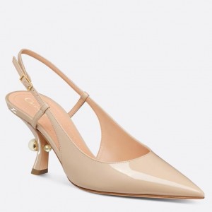 Dior Tribales Pumps Slingback 80mm in Nude Patent Calfskin
