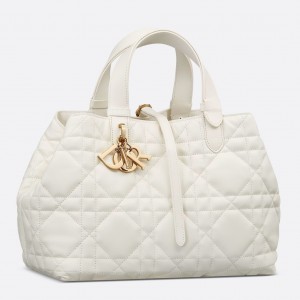 Dior Toujours Large Bag in White Macrocannage Calfskin
