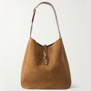 Saint Laurent Le 5 À 7 Supple Large Hobo Bag in Brown Suede Leather