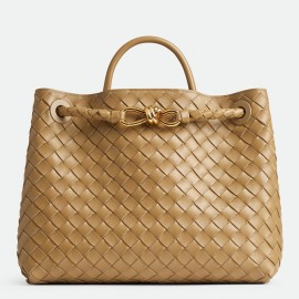 Bottega Veneta Medium Andiamo Bag In Praline Intrecciato Lambskin