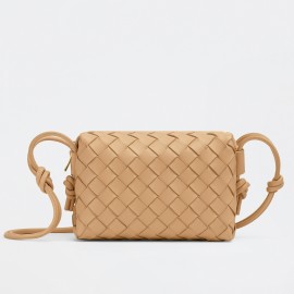 Bottega Veneta Loop Mini Bag In Almond Intrecciato Lambskin 