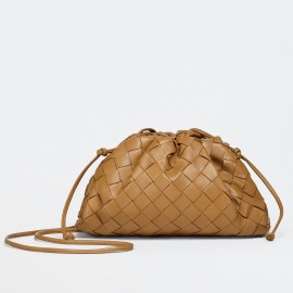 Bottega Veneta Mini Pouch with Strap in Caramel Intrecciato Lambskin