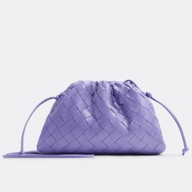 Bottega Veneta Mini Pouch with Strap in Wisteria Intrecciato Lambskin