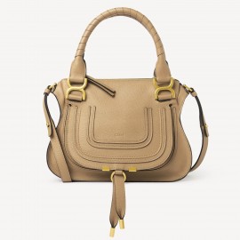 Chloe Marcie Small Double Carry Bag in Beige Grained Leather