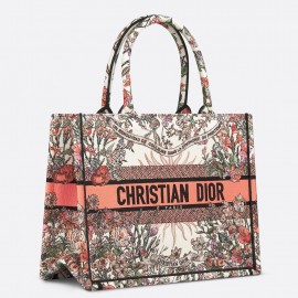 Dior Medium Book Tote Bag in Dior 4 Saisons Printemps Soleil Embroidery 