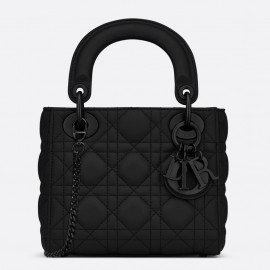 Dior Lady Dior Mini Chain Bag In Black Ultramatte Calfskin