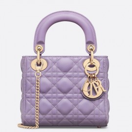 Dior Lady Dior Mini Bag with Chain in Lilas Cannage Lambskin