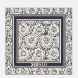 Dior Toile de Jouy Soleil 90 Square Scarf in Blue and White Silk