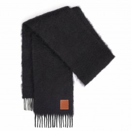 Loewe Scarf in Black Mohair and Wool