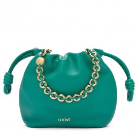 Loewe Mini Flamenco Purse Bag in Green Nappa Lambskin