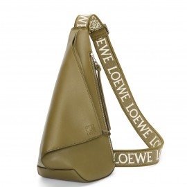 Loewe Anton Sling Bag in Olive Calfskin and Jacquard