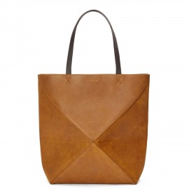 Loewe XL Puzzle Fold Tote Bag in Brown Suede Calfskin