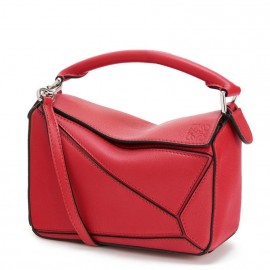 Loewe Puzzle Mini Bag In Red Calfskin