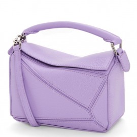 Loewe Puzzle Mini Bag In Lilas Grained Calfskin 