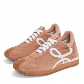 Loewe Women's Flow Runner Sneakers in Powder Nylon and Suede