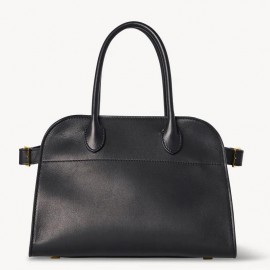 The Row Margaux 10 Top Handle Bag in Black Suede Leather