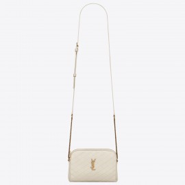 Saint Laurent Gaby Zipped Pouch in White Quilted Lambskin