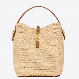 Saint Laurent Le 37 Bucket Bag in Natural Woven Raffia 