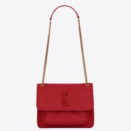 Saint Laurent Niki Baby Chain Bag In Red Lambskin