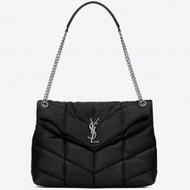 Saint Laurent Puffer Medium Chain Bag In Noir Lambskin