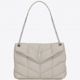 Saint Laurent Puffer Medium Chain Bag In Ivory Lambskin