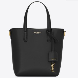 Saint Laurent Mini Toy Shopping Bag in Black Calfskin