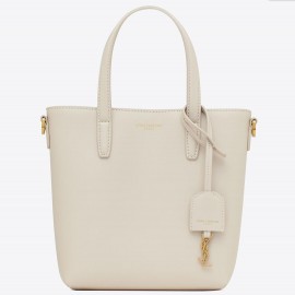 Saint Laurent Mini Toy Shopping Bag in White Calfskin